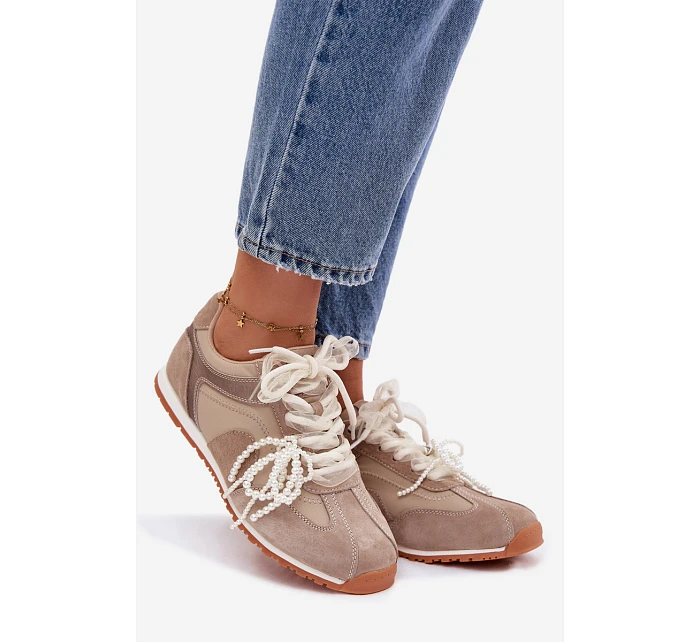 Kožené semišové dámské tenisky Big Star TT274677 béžové