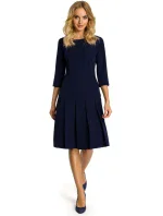 M336 Šaty se spadlým pasem a záhyby - tmavě modré