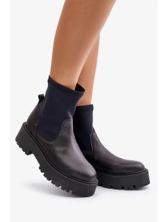 Zazoo 2947 Wsuwane Botki Damskie Ze Skóry Naturalnej Czarne