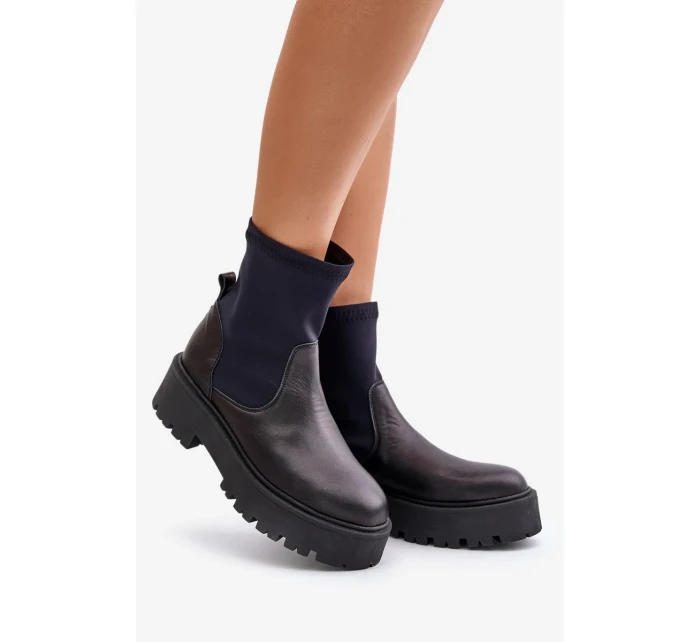 Zazoo 2947 Wsuwane Botki Damskie Ze Skóry Naturalnej Czarne Zazoo 2947 Wsuwane Botki Damskie Ze Skóry Naturalnej Czarne