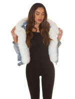 Sexy Crop denim jacket with faux-fur