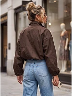 Dámská přechodná bunda typu bomber s stojáčkem, hnědá, FashionStreet TY6022 Dámská přechodná bunda typu bomber s stojáčkem, hnědá, FashionStreet TY6022