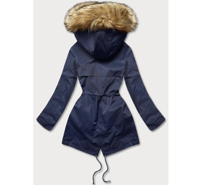 Tmavě modrá dámská bunda parka s odepínací podšívkou (m-21201) Tmavě modrá dámská bunda parka s odepínací podšívkou (m-21201)