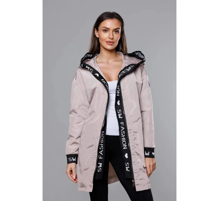 Tenká dámská bunda v barvě s ozdobnou lemovkou model 18019118 - S'WEST Tenká dámská bunda v barvě s ozdobnou lemovkou model 18019118 - S'WEST