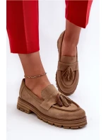 Zazoo 3469 Dámské semišové mokasíny s řasami béžové