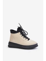 Lehká Kožená Sportovní Obuv Na Platformě Béžová model 21673227 - Artiker Lehká Kožená Sportovní Obuv Na Platformě Béžová model 21673227 - Artiker