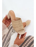 Dámské Pantofle S Pletením Na Podpatku Béžové model 21689418 - Boto Dámské Pantofle S Pletením Na Podpatku Béžové model 21689418 - Boto