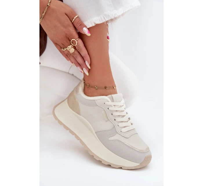 Zateplené dámské sneakersy na platformě Big Star SS274008 HI-POLY SYSTEM světle béžové Zateplené dámské sneakersy na platformě Big Star SS274008 HI-POLY SYSTEM světle béžové