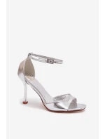 Sandály Na Podpatku Stříbrné model 21788230 - Boto Sandály Na Podpatku Stříbrné model 21788230 - Boto