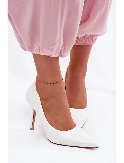 Klasické lakované lodičky z imitace kůže bílé Odira