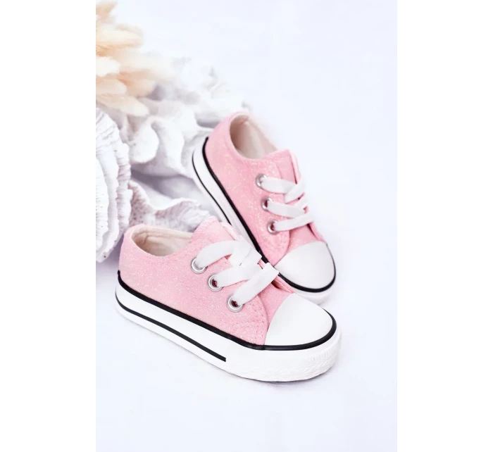 Dětské Brokátové Tenisky Růžové Bling-Bling Dětské Brokátové Tenisky Růžové Bling-Bling