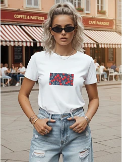 Dámské bavlněné tričko s potiskem, klasický střih, FashionStreet NX8014RY