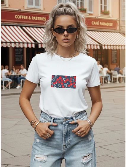Dámské bavlněné tričko s potiskem, klasický střih, FashionStreet NX8014RY