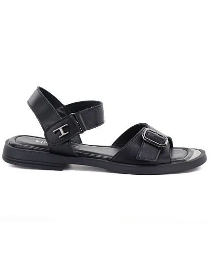 Dámské černé kožené sandály model 22117673 - VINCEZA