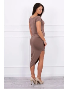 Asymetrické šaty cappuccino