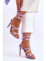 Dámské Sandály Vázané Na Vysokém Podpatku Fialová model 21619380 - Boto