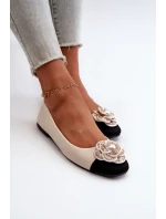 Dámské baleríny z ekologické kůže s ozdobným detailem béžové model 21666309 - Boto