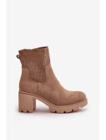 Dámské boty na podpatku se zipem eko semišové béžové Rashmi Dámské boty na podpatku se zipem eko semišové béžové Rashmi