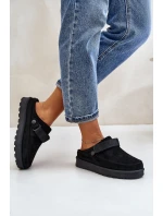 Dámské pantofle zateplené kožíškem na platformě černé model 21671344 - Boto