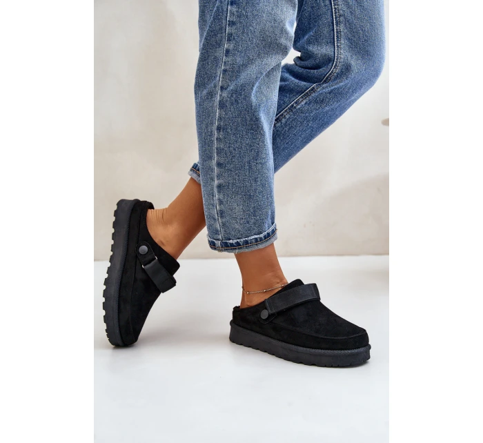 Dámské pantofle zateplené kožíškem na platformě černé model 21671344 - Boto