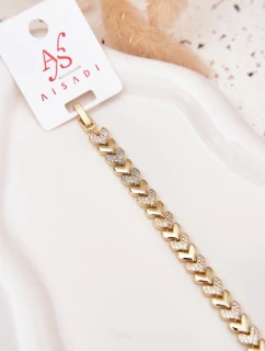 Dámský náramek srdíčka se zirkony zlatý