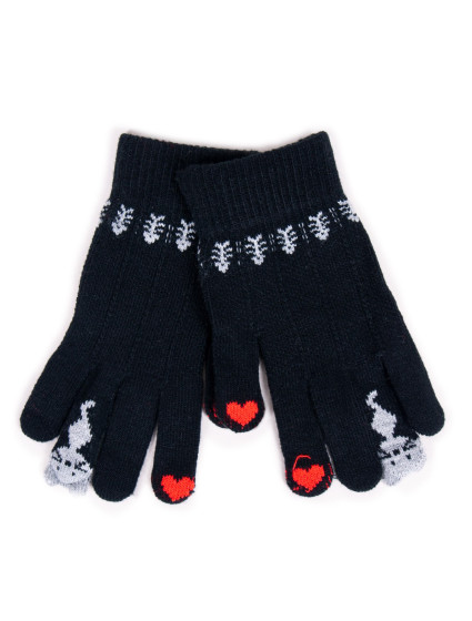 Dívčí pětiprsté dotykové rukavice model 17962167 Black - Yoclub