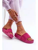 Dámské semišové skluzavky na platformě Big Star Fuchsia