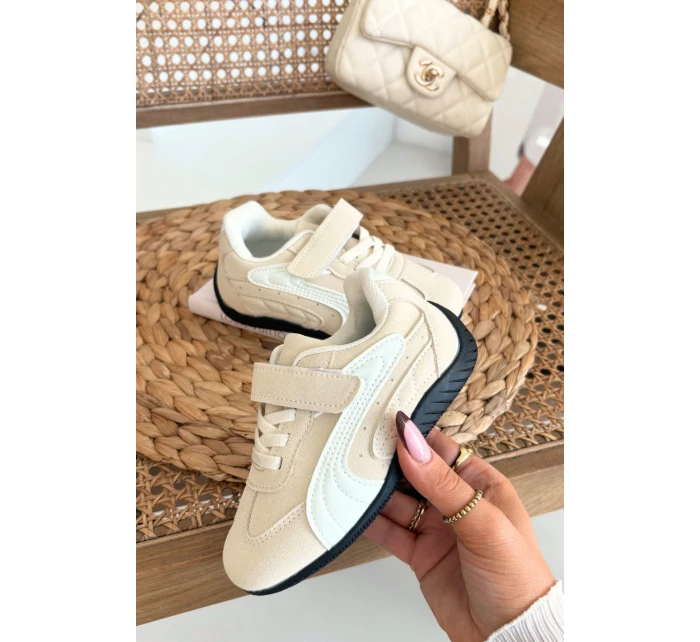 Dětské sportovní boty na suchý zip Perrin – béžové Dětské sportovní boty na suchý zip Perrin – béžové