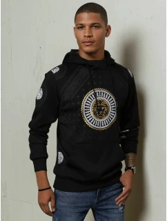 Pánská mikina s kapucí a potiskem černá FashionStreet BX5569