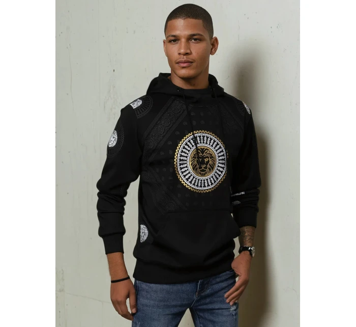 Pánská mikina s kapucí a potiskem černá FashionStreet BX5569