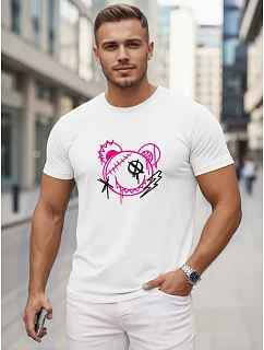 Pánské bavlněné tričko s potiskem ve stylu graffiti, bílé, FashionStreet NX0136R