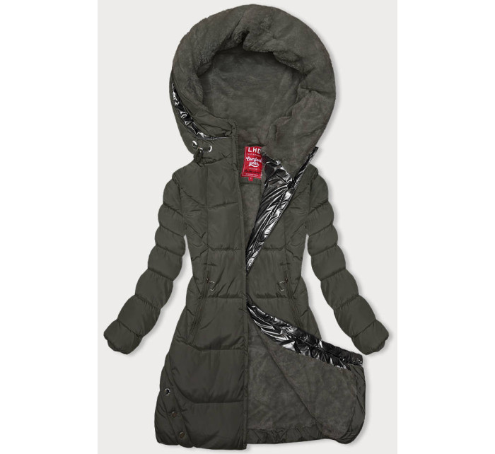 Zimní bunda v khaki barvě s kapucí (2M-231)