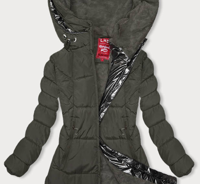 Zimní bunda v khaki barvě s kapucí (2M-231)