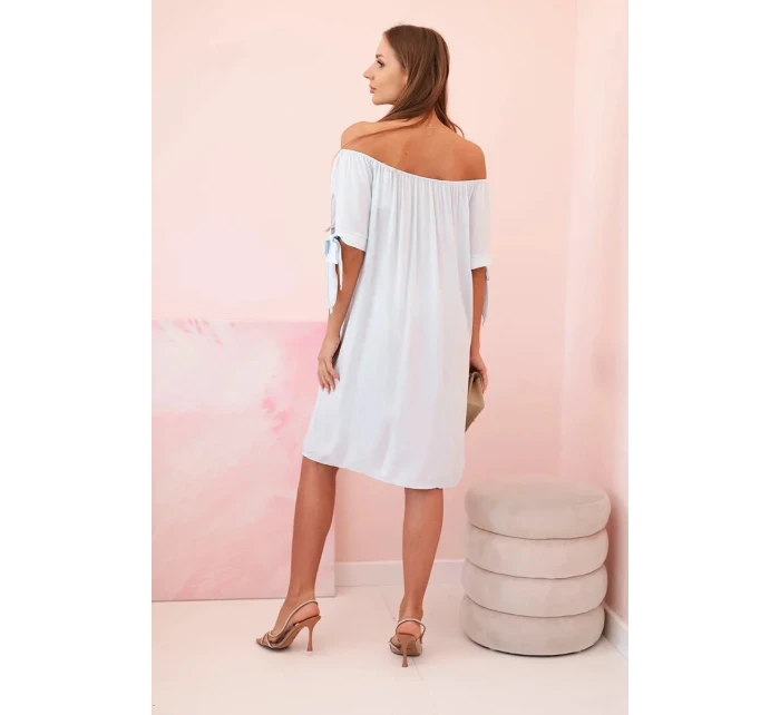 Dámské viskózové šaty s vázáním na rukávech modré Dámské viskózové šaty s vázáním na rukávech modré