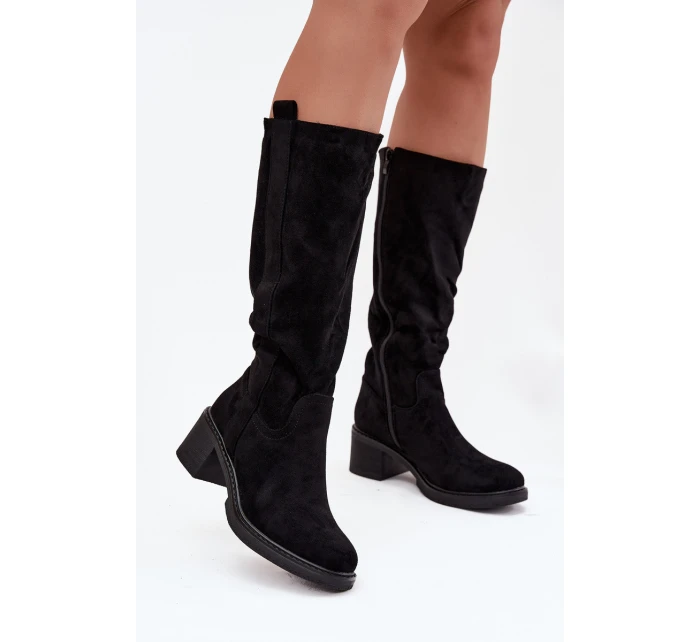 Dámské kozačky na Eko semiš černé model 21747873 - Boto Dámské kozačky na Eko semiš černé model 21747873 - Boto