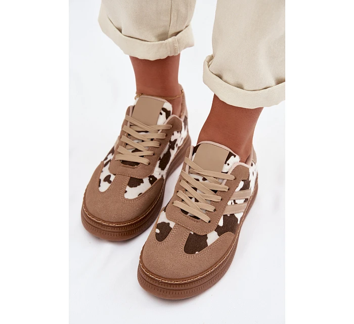 Dámské tenisky na platformě s tmavě béžové model 22039913 - Boto