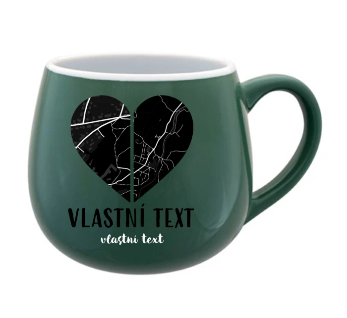 Personalizovaný keramický hrníček - dvě mapy jako srdce