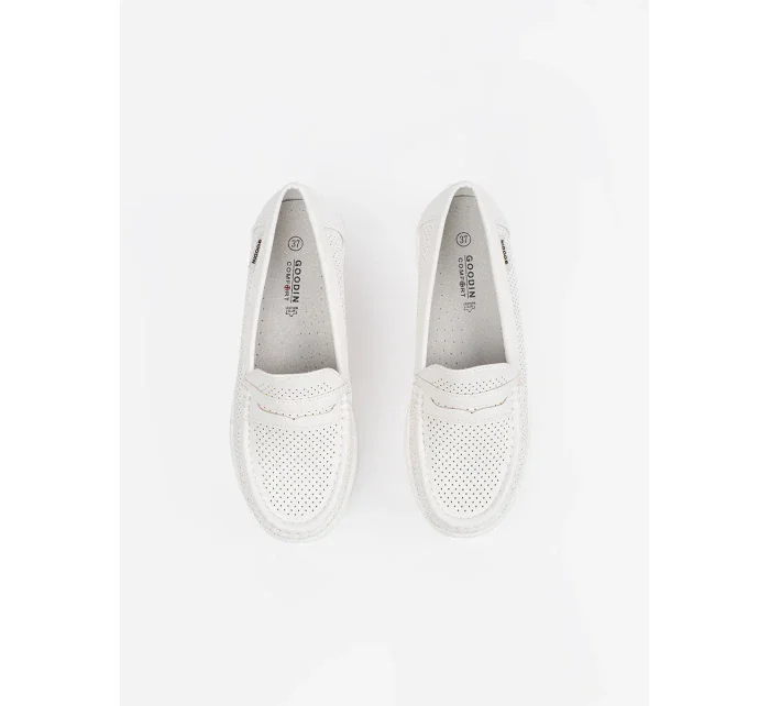 Komfortní bílé  mokasíny dámské platforma