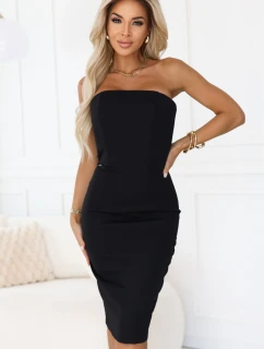 tužkové midi šaty s odhalenými rameny černé model 21738277 - numoco