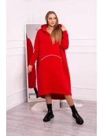 Zateplené šaty s kapucí červené Zateplené šaty s kapucí červené