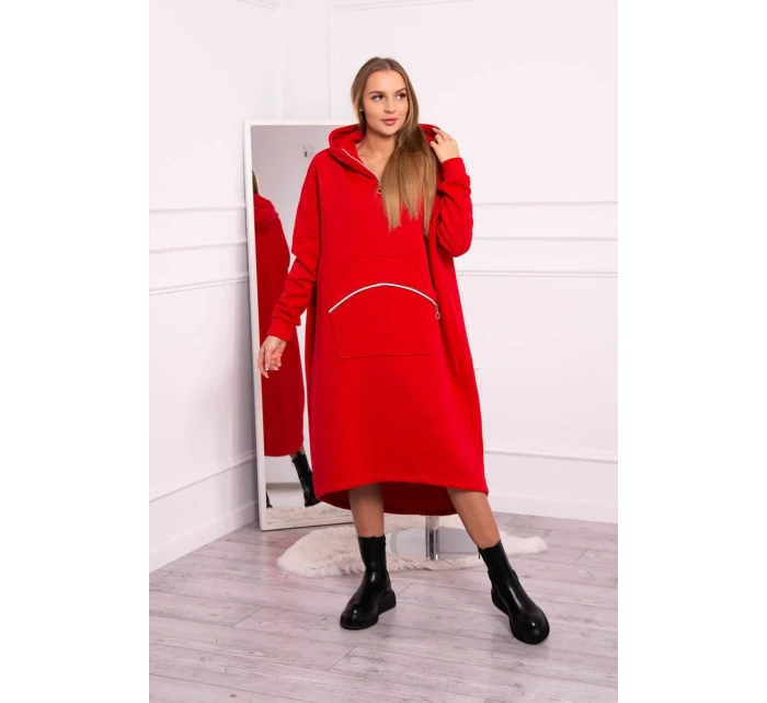 Zateplené šaty s kapucí červené Zateplené šaty s kapucí červené
