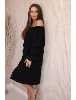 Španělské šaty s ozdobnými rukávy černý