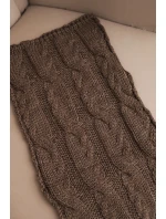 Dámský klasický vlněný šátek s copánkovým vzorem model 21876039 mocca - K-Fashion