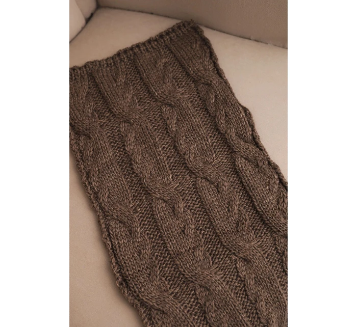 Dámský klasický vlněný šátek s copánkovým vzorem model 21876039 mocca - K-Fashion