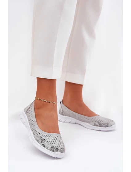 Kožené baleríny  šedé model 21686558 - VINCEZA