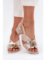 Kožené Dámské Sandály Na Podpatku S Béžové model 21702884 - Laura Messi