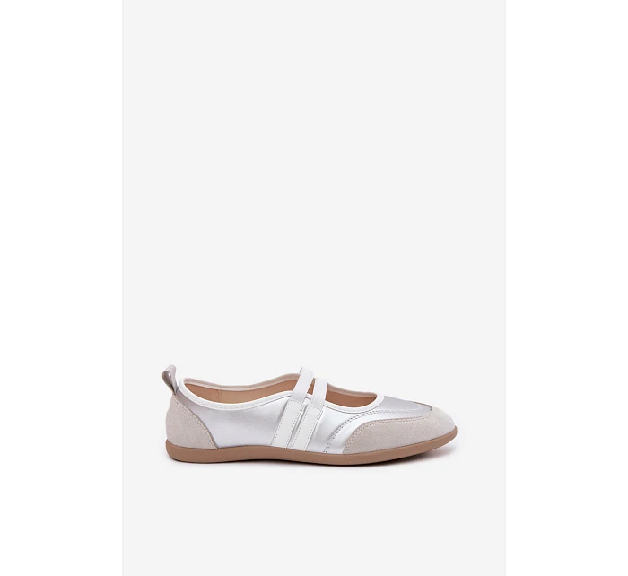 Sportové baleríny s elastickými pásky stříbrné Donatella