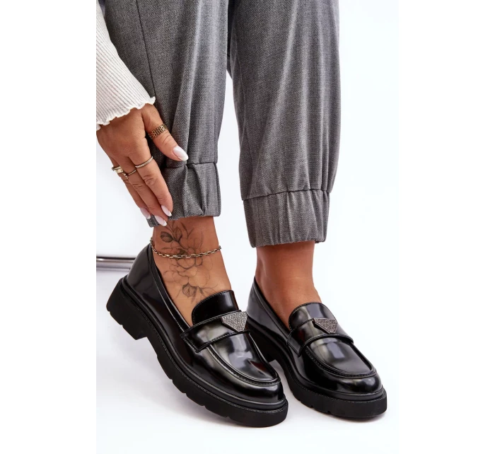 Dámské mokasíny na plochém podpatku Černá Venla Dámské mokasíny na plochém podpatku Černá Venla