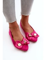 Dámské eko semišové balerínky s mašlí a broží Fuchsia Satris Dámské eko semišové balerínky s mašlí a broží Fuchsia Satris