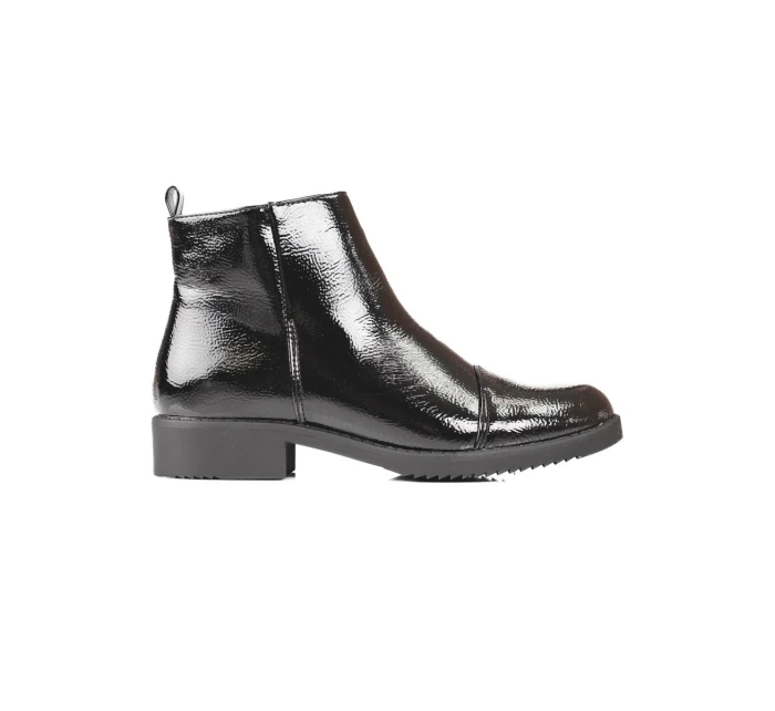 Designové dámské kotníčkové boty černé na plochém podpatku Designové dámské kotníčkové boty černé na plochém podpatku